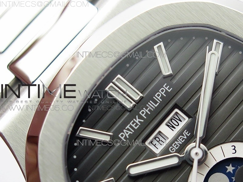 NAUTILUS 5726 SS GRF 1:1 BEST EDITION GRAY DIAL WORKING ANNUAL CALENDARON SS BRACELET A.324 V3